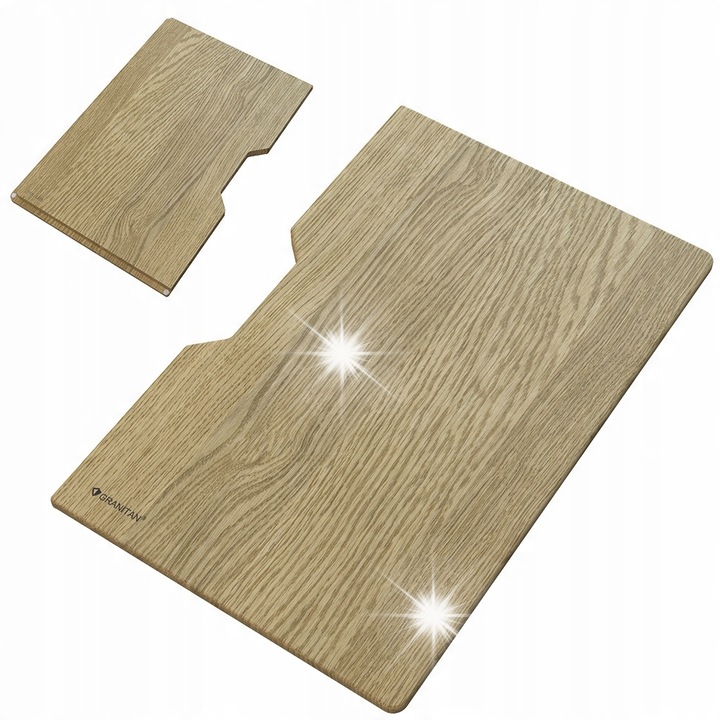 Дървена дъска за мивка Granitan Solaris, адаптирани размери, със силиконови опори, дъб