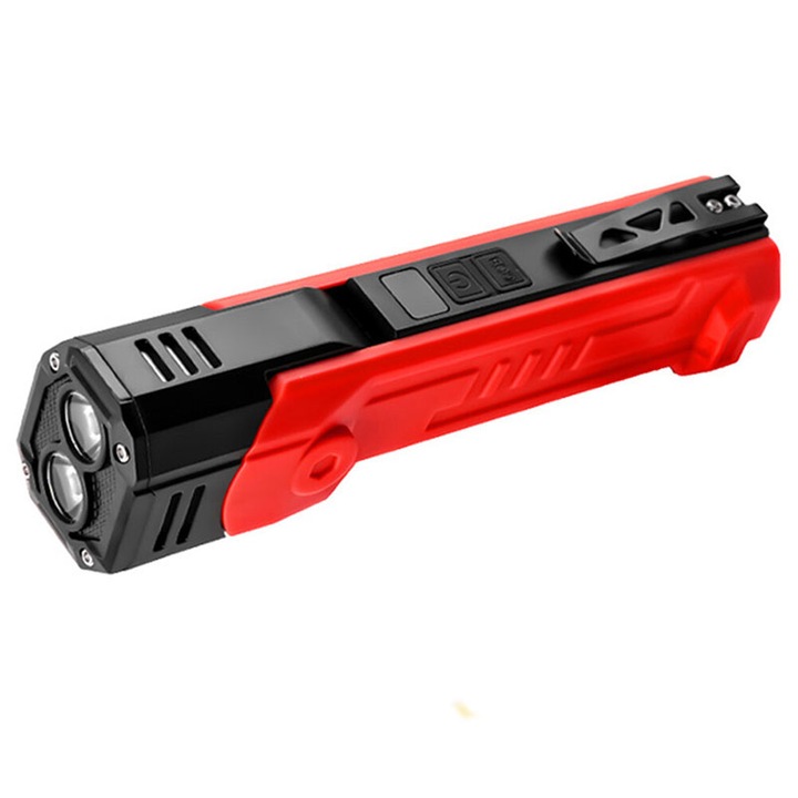 LED фенер Superfire GM06, Мултифункционален, USB-C, 1500mAh, 355lm, 216м, power bank, червена светлина, магнитно захващане, IP44 - Червен