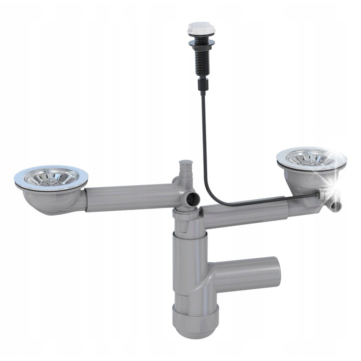 Автоматизиран сифон, Prevex, 2 камери, с магнитен капак, за мивка, готов за свързване