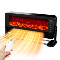 Aeroterma heater portabil perete, seminee electrice, incalzire efect de flacara 3D, telecomanda control, touch posibilitatea, de a atarna si usca haine si prosoape, LED display digital, Negru