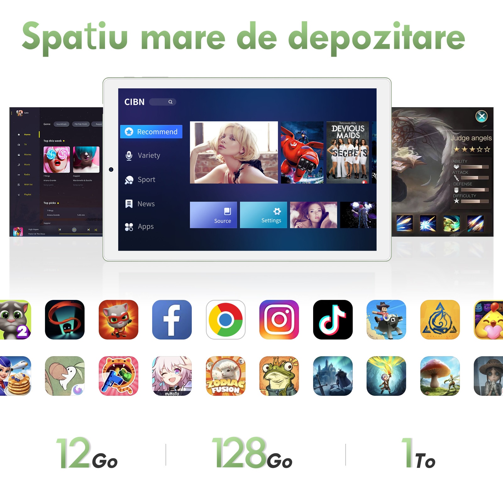Tableta SIMPLORI M107 de 10 inch, Android 13,12（6+6）GB RAM+128GB ROM, octa-core, 8000mAH，dual 4G SIM, 5+13 MP camera, Verde