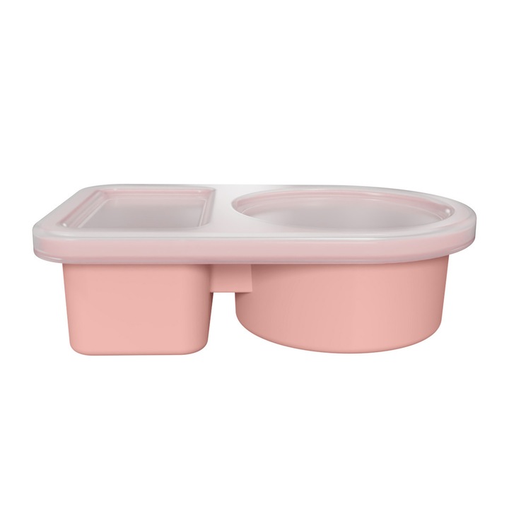 Cutie pentru Pranz sau Gustari，recipient de stocare alimentara dublu strat de silicon, potrivita pentru copii si adulti, cuptor cu cuptor cu microunde sigur, rezistenta la scurgeri, perfect pentru scoala si birou, calatorie, picnic, 15x10x4, 5 cm, Roz