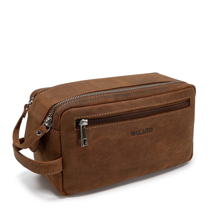 Geanta cosmetica din piele maro Valmio Trip-1053