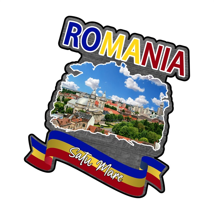 Magnet frigider, Gift Shop, lemn, 80x67mm, Romania