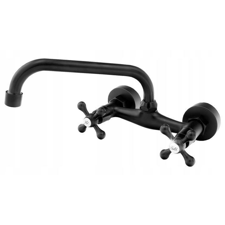 Санитарен смесител Granitan, ретро, черен, 150мм, с чучур 18,5см