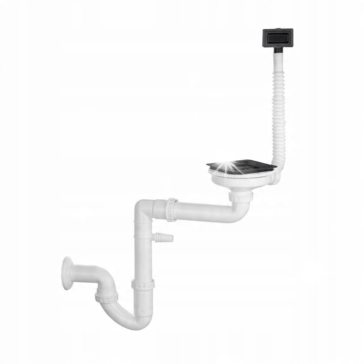 Кухненски сифон Granitan, с едно отделение, черен, 114x114 мм