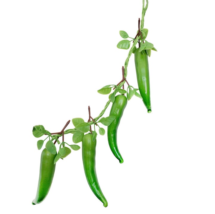 Изкуствени чушки, 59 см, 4 броя на връзка, Зелени