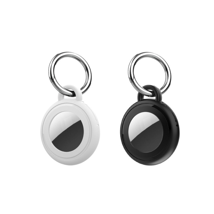 Set 2 huse de protectie Waterproof compatibil cu Apple AirTag, material PC, impermeabile, alb/negru