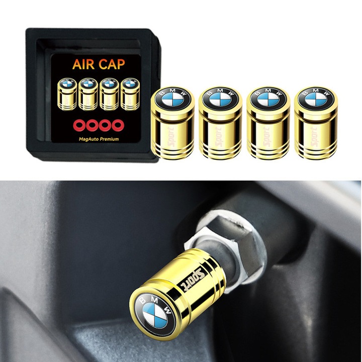Set 4 Capace Ventil tip „BMW” – Compatibile BMW Seria 1-8, X1-X6 – Aluminiu, Auriu