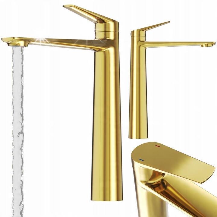 Висок смесител за кухня Granitan, златен, мосит, 286мм, пълен комплект