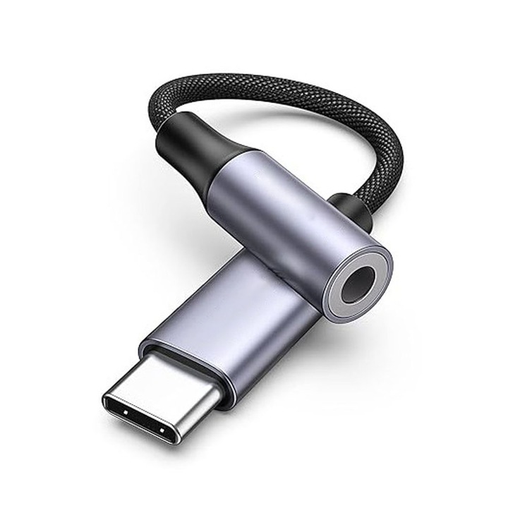 Adaptor cablu date OTG, MingZhi®, Adaptor audio USB C la 3,5 mm, tip C, adaptor pentru casti, mufa auxiliara pentru cablu DAC HiFi 24 biti/96 kHz, compatibil