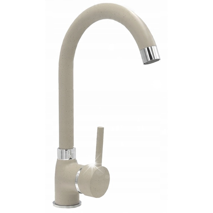 Кухненски смесител Granitan DELTA, керамичен, въртящ се на 360°, бежов, 35 мм, пълен комплект за монтаж