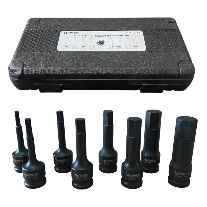Комплект ударни битове 1/2 – шестограм 8 части HAWEK