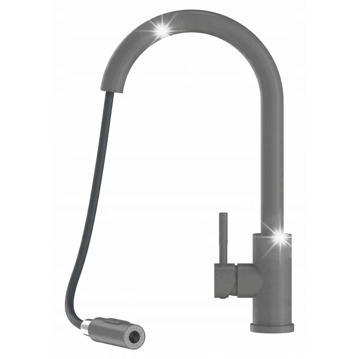 Санитарен смесител Granitan, с прибиращ се накрайник, 2 режима на струята, инокс, 39 см