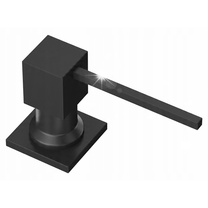 Dispenser pentru chiuveta Granitan, dozator patrat, 300ml, negru, inaltime 280mm
