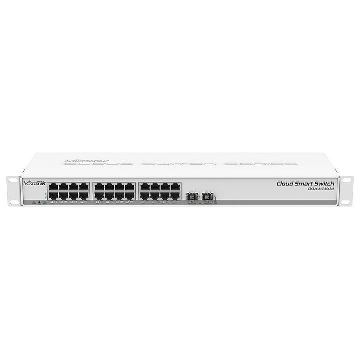 Клауд Смарт Суич MikroTik CSS326-24G-2S+RM, 24 порта, 10/100/1000 Mbps, 2 SFP+ порта, ръчно управление