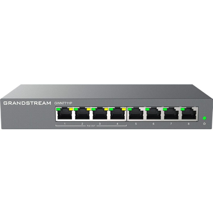 Switch GrandStream GWN7711P, 8 porturi 10 / 100 / 1000 MBs