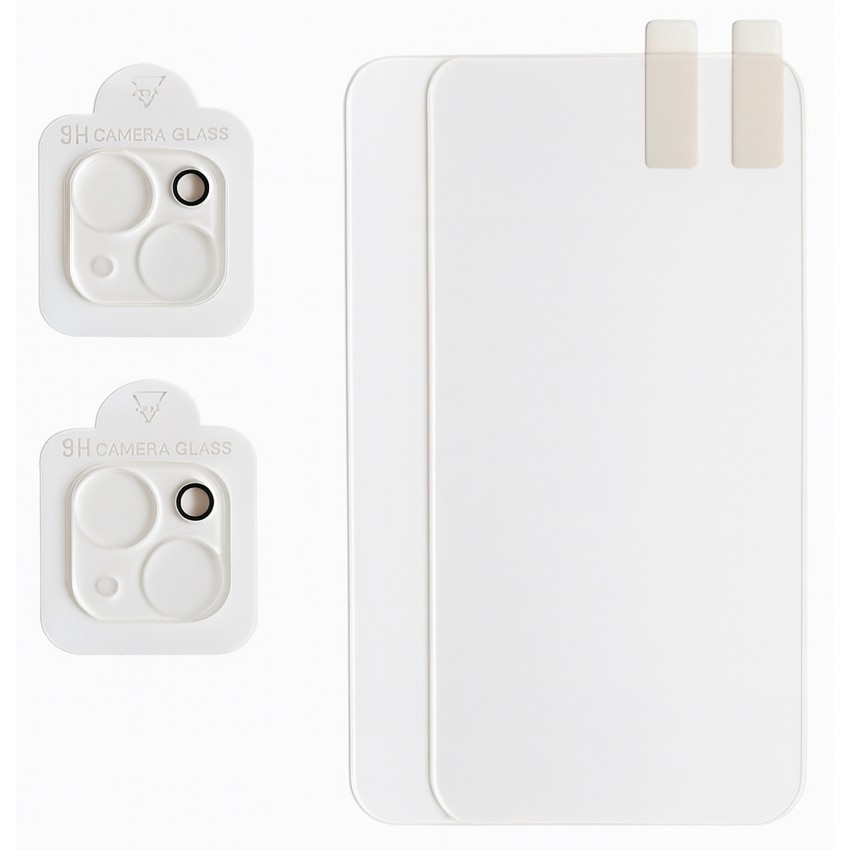 Set complet 2 folii protectie pentru iPhone 11 sticla securizata 0.33mm 2.5D + 2 protectii camera, 9H, Ultra Clear, anti-bule