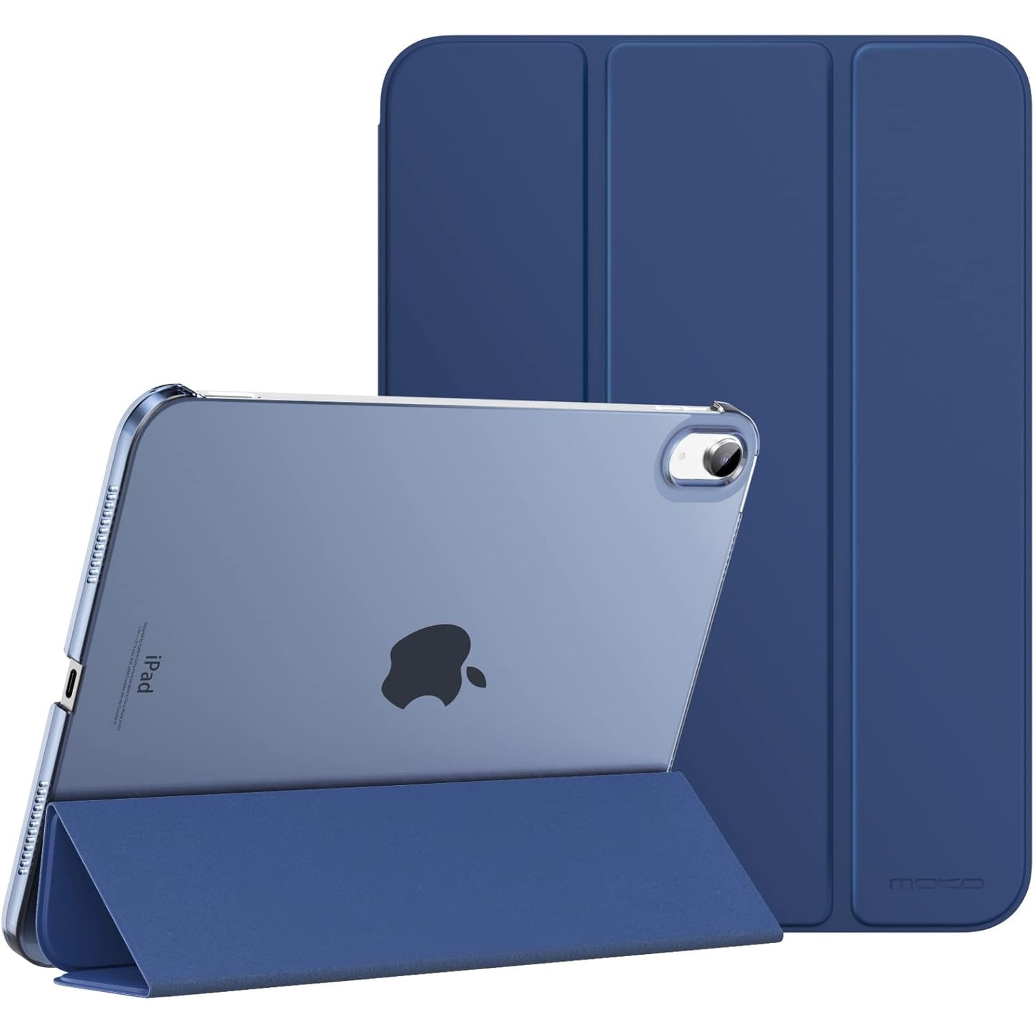 Husa DUOCUOLA pentru iPad generatia 11 11 inch 2025, iPad generatia 10 10.9 inch 2022, husa protectoare subtire cu suport, spate transparent din PC rigid, compatibila cu Touch ID, bleumarin