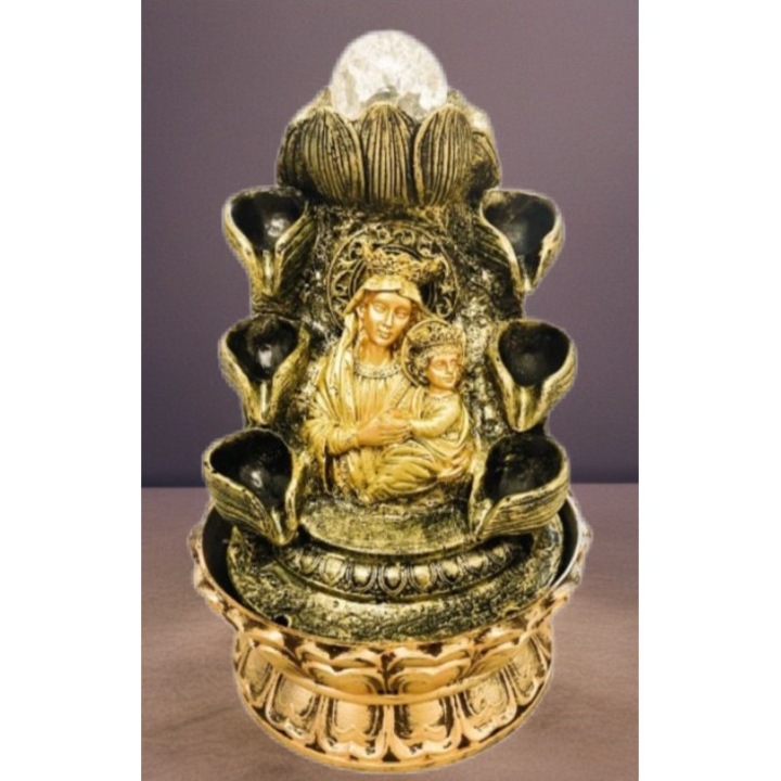 Fantana decorativa cu cascada – Fecioara Maria cu Pruncul Iisus, apa curgatoare 30X20 cm