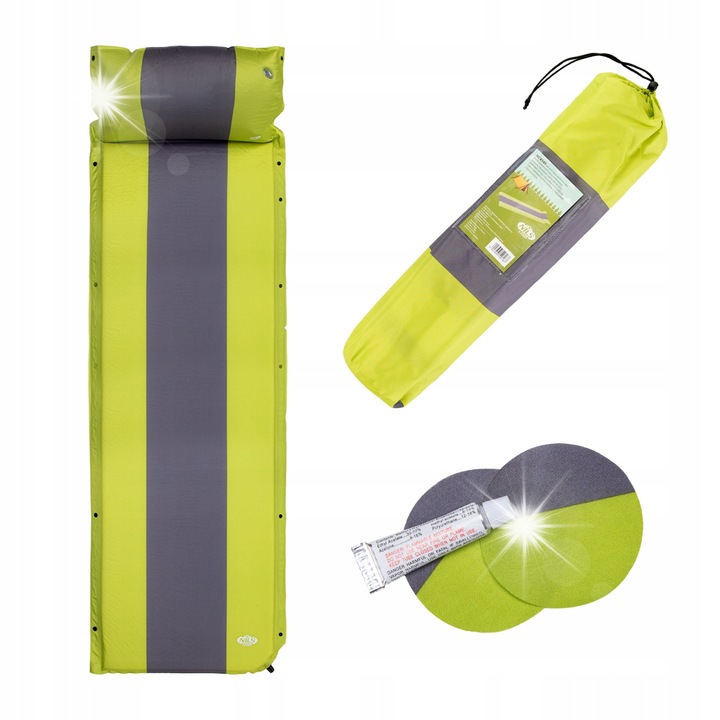 Къмпинг матрак, Nils Camp, Самопомпащ се, Зелен/Сив