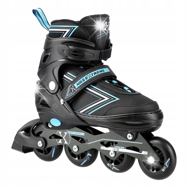Ролери Patine Nils Extreme NH11912, 2 в 1, черно-синьо, регулируеми размери, 64mm/72mm/76mm