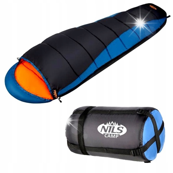 Спален чувал Nils Camp NC2012, 190x80см, пълнеж Hollow fiber, водоустойчив, с компресионен калъф