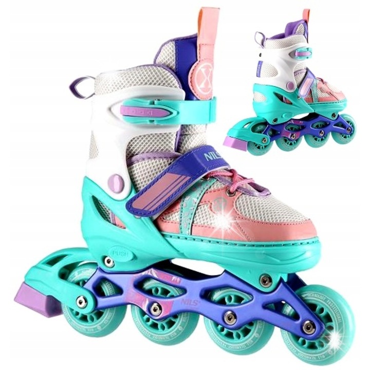 Ролкови кънки Nils Extreme NJ1828A, M (35-38), алуминий, PU колела 70мм/82A, със спирачка