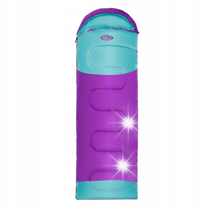Спален чувал Nils Camp NC2008, 175+30x75см, лилав-кафяв, с качулка, 1180гр