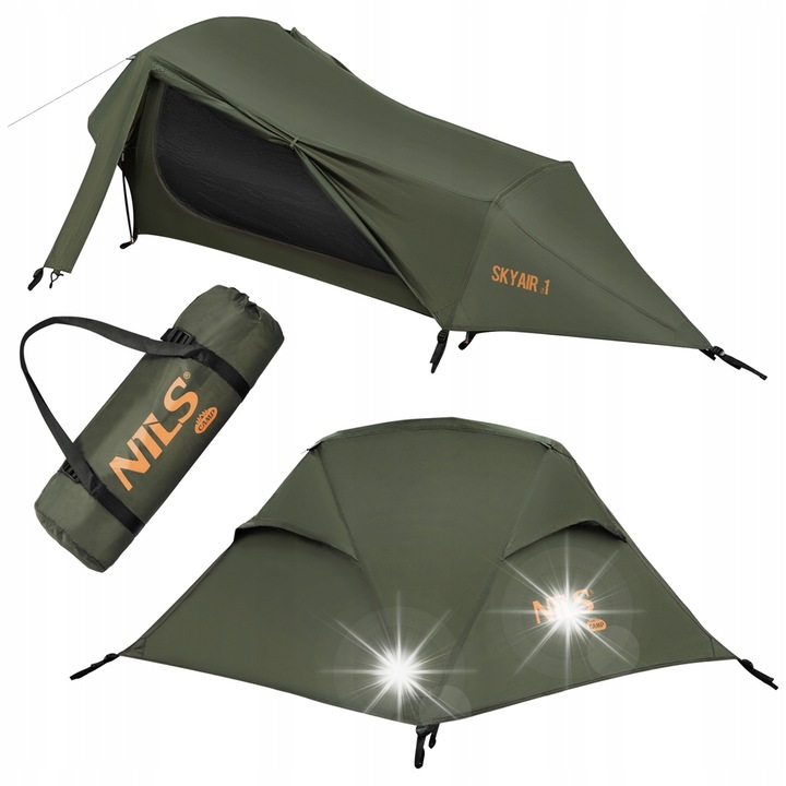 Cort camping Nils Camp Ultralight 1 persoana, verde, 270x170x70cm, cu moskitiera