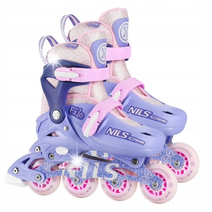 Регулируеми ролери Nils Extreme, лилави, 26-29/30-33/34-37, алуминий, PVC