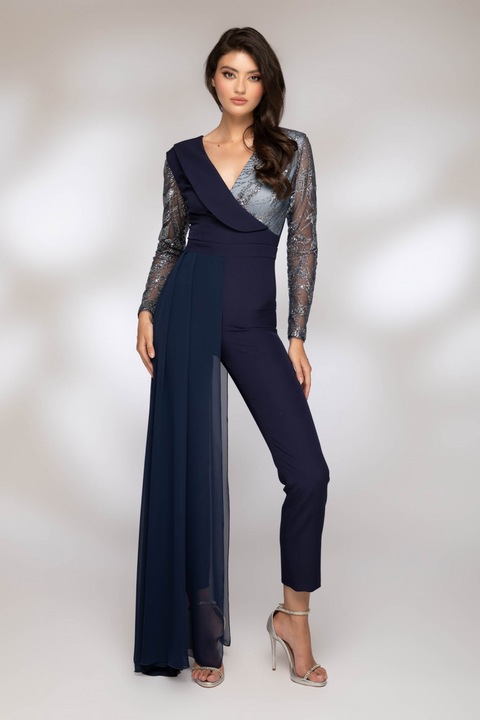 Salopeta bleumarin cu trena si maneci din paiete, Sl 1177