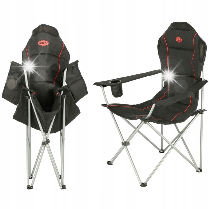 Сгъваем туристически стол Nils Camp NC3080, материал 600D Oxford, поставка за чаша, 95x110x50см