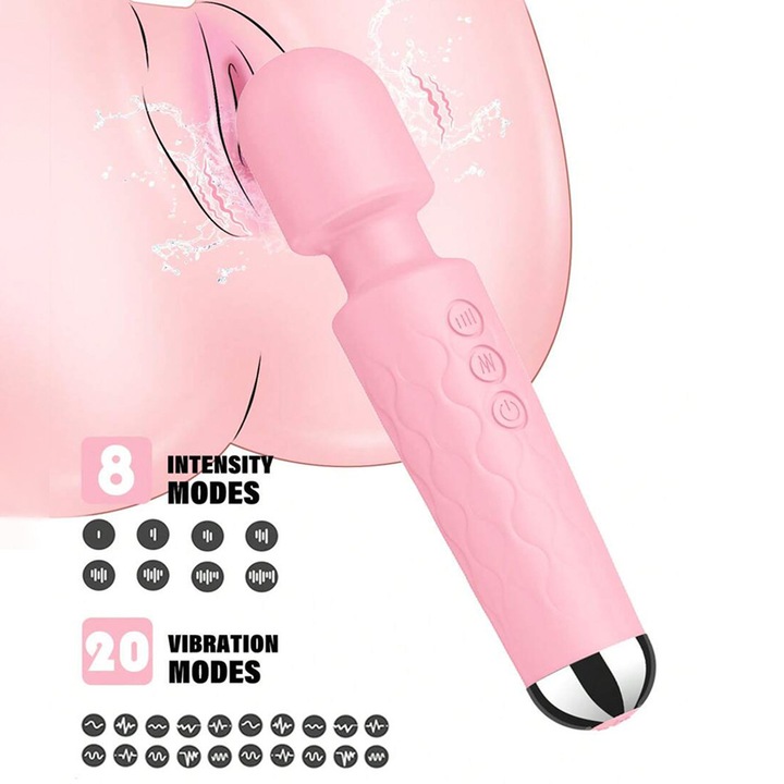 Вибратор стимулатор Fairykiss® Секс играчки, регулируема скорост, 20 вибрационни програми, 8 нива на скорост, медицински силикон, магически, интензивна стимулация, гъвкав, издръжлив, розово