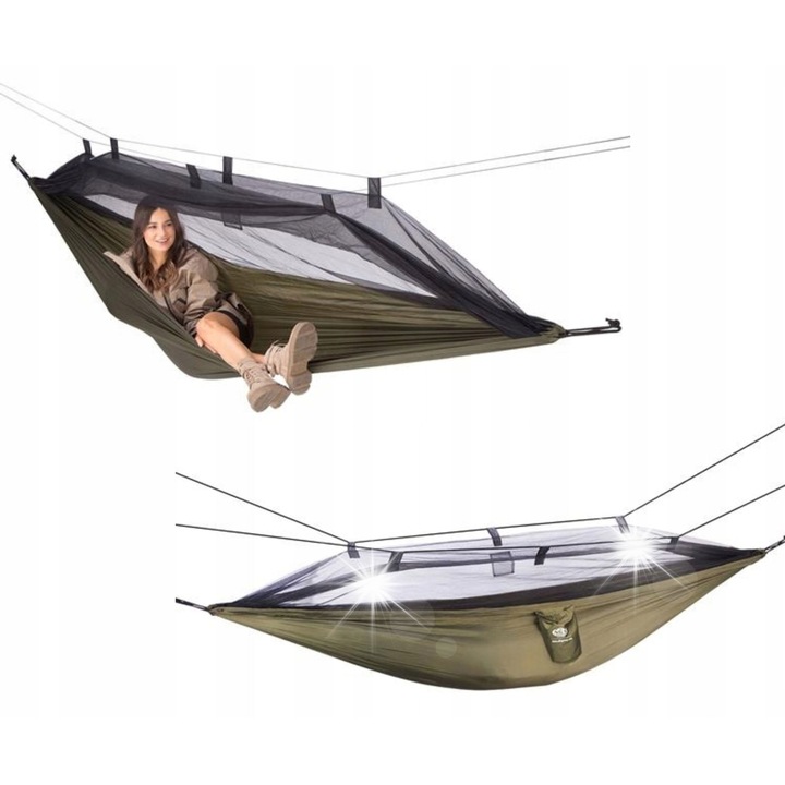 Туристически хамак с мрежа против комари NILS CAMP 278x138см, 690гр, с покривало