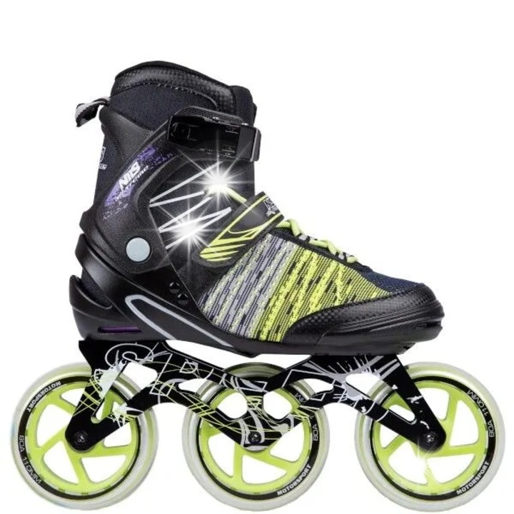 Ролери Nils Extreme, модел NA1206, 110мм, алуминий, черно-зелен, размер 41