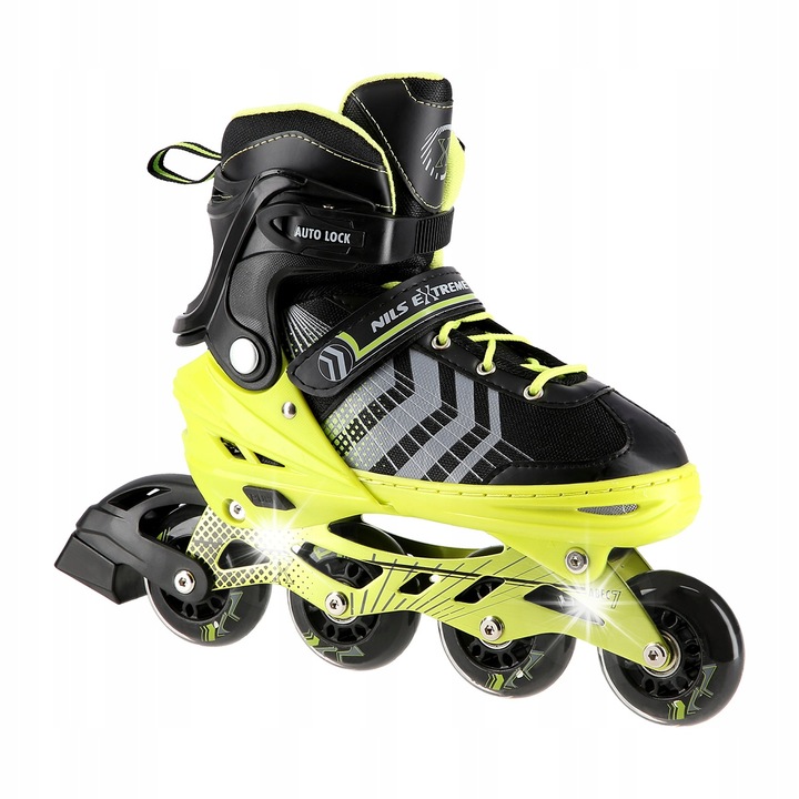 Комплект 4 в 1 Кънки Nils Extreme, кънки с остриета, черно/зелено, S-M-L (31-42)