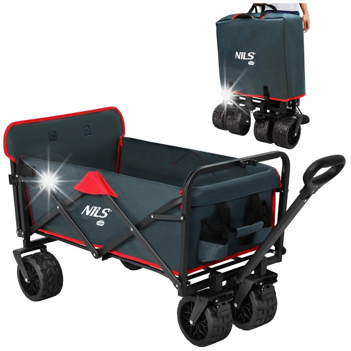 Сгъваема туристическа количка Nils, 160L, 150кг, стомана, полиестер 600D, размери 88x59x75,5-105см