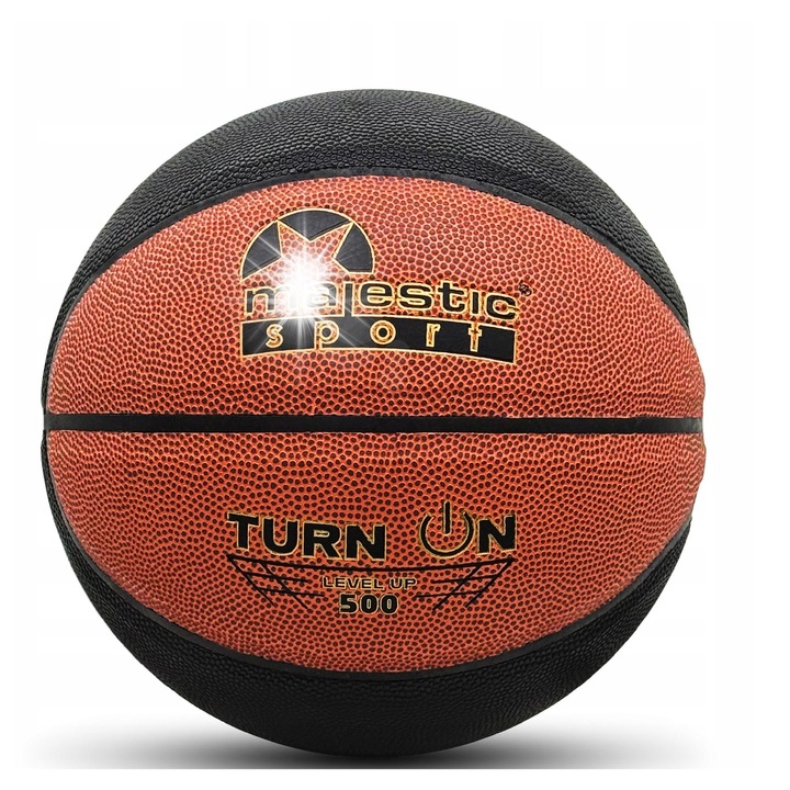 Баскетболна топка Majestic Sport TurnOn, 8 панела, композитна, оранжево/черна, 74-76 см, размер 7, комплект 1 топка