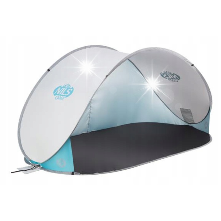 Плажна палатка Nils Camp NC3174, автоматично прибираща се, водоустойчива, сива, 120x220x100см, комплект с 1 палатка и аксесоари