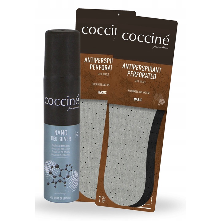 Deodorant, Coccine, Nano Deo Silver, 75 ml, 2 insertii antiperspirante perforate, Antibacterian, Antiseptic, De lunga durata, Universal, Confortabil, Calitate inalta, Multicolor, Setul include: deodorant 75 ml si 2 insertii perforate, Material: silicon, c