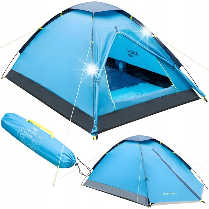 Палатка за къмпинг за 2 души Nils Camp NC6033, водоустойчивост 2500 мм, размери 265x150x105 см, син цвят