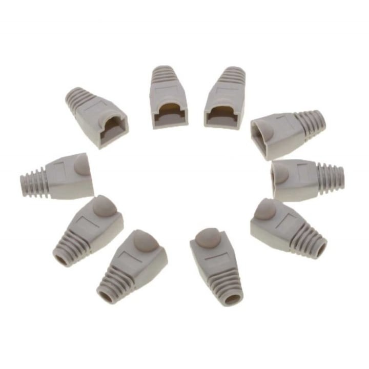 Set 10 bucati manson de protectie pentru mufe internet, RJ 45, gri, Dactylion®