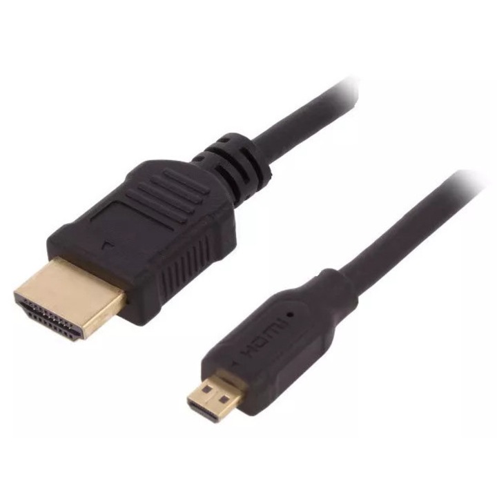 Cablu HDMI 1.4 micro HDMI mufa tata - HDMI mufa tata 1m negru QOLTEC