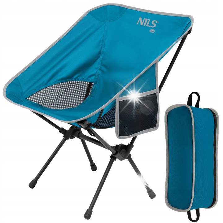Сгъваем туристически стол Nils Camp, ултралек, 120 кг, 54x62x61 см, с транспортна чанта