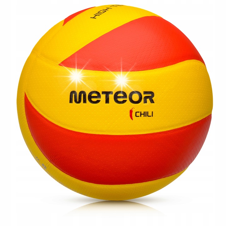 Волейболна топка Meteor Chili PU #5, жълто-червена, за зала и открито