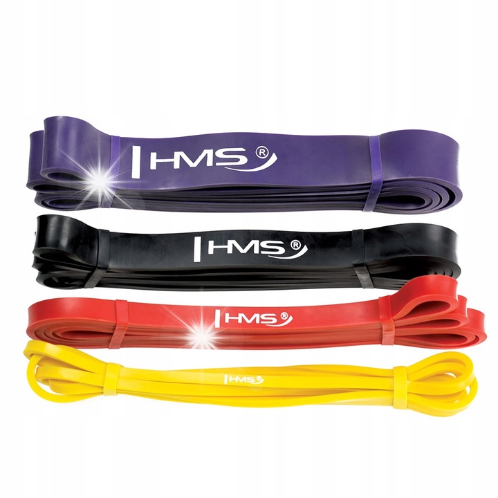 Комплект ластични ленти за съпротивление HMS, 4 броя, многоцветни, латекс