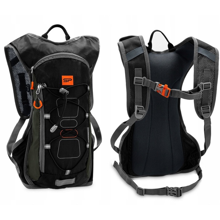 Spokey FUJI 5L hátizsák, ripstop poliészter, vízálló, fekete/narancssárga, 31x11x41cm