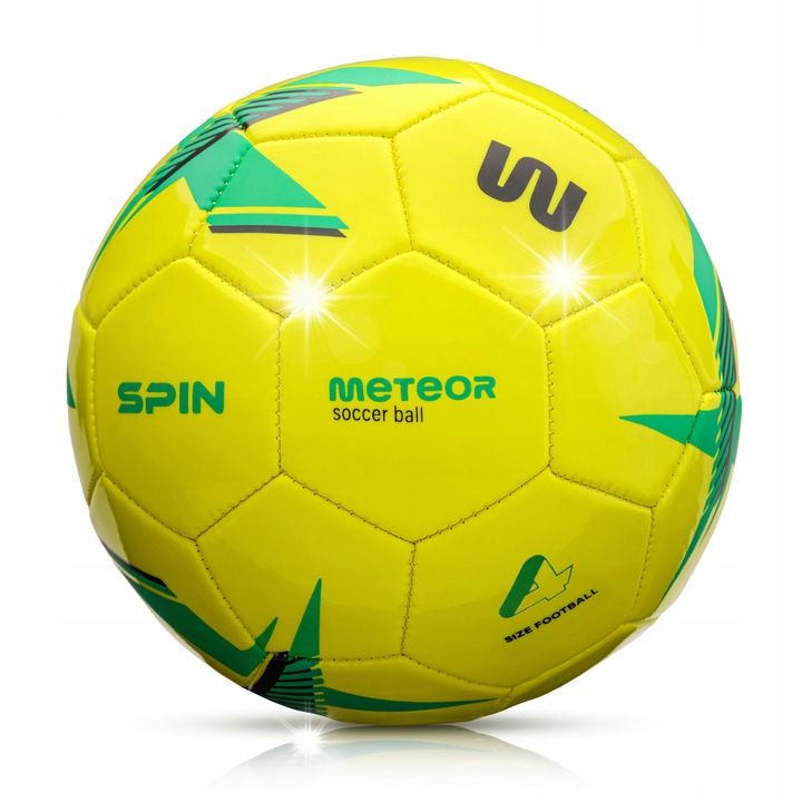 Футболна топка Meteor SPIN, PVC, жълто-зелена, 32 панела, размер 4