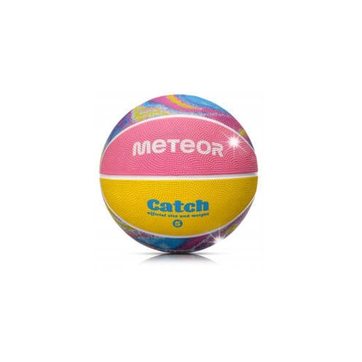 Баскетболна топка Meteor Catch, многоцветна, размер 5, 22 см диаметър